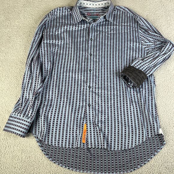 Robert Graham Shirt Mens 3XL Purple Blue Pink Long Sleeve Flip Cuff Button - Picture 1 of 13